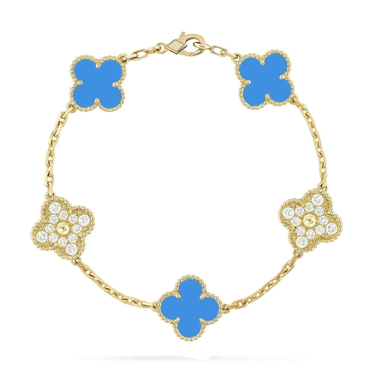 [⭐Clover Jewelry] CLOVER 5 MOTIF BLUE AGATE BRACELET COLLECTION