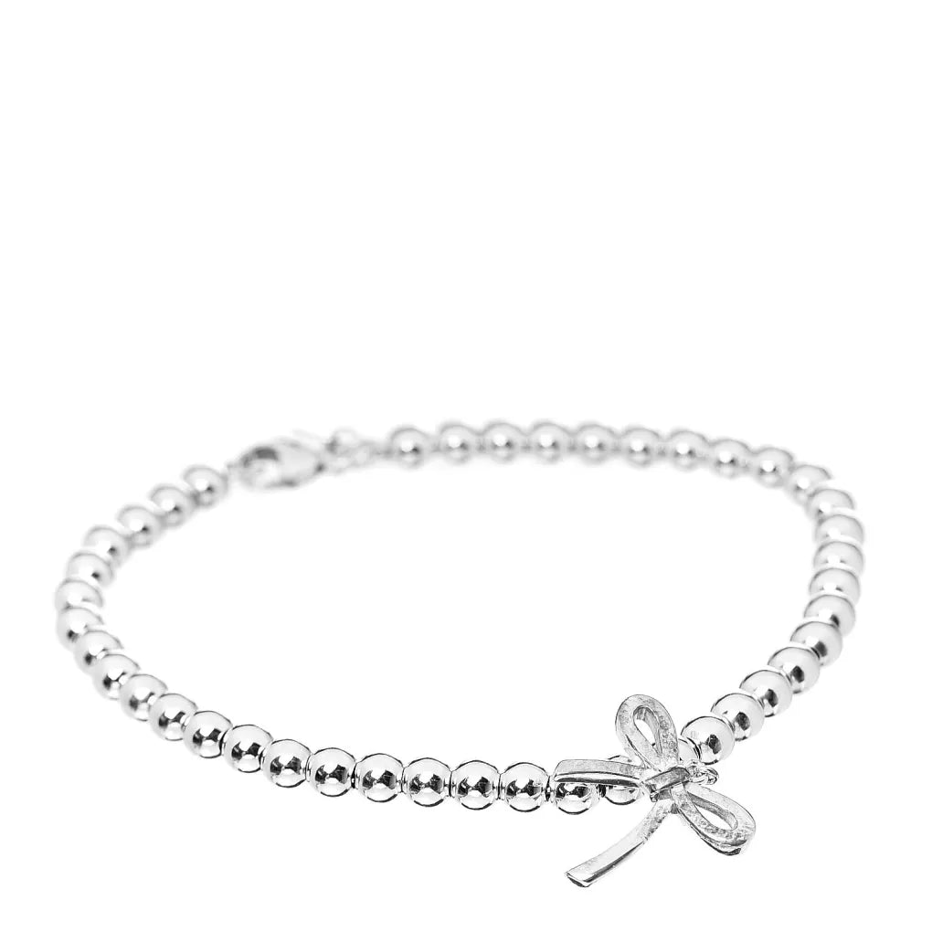 [Clover Jewelry]STERLING SILVER BOW BEAD BRACELET
