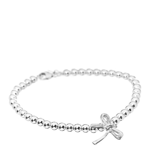 [Clover Jewelry]STERLING SILVER BOW BEAD BRACELET