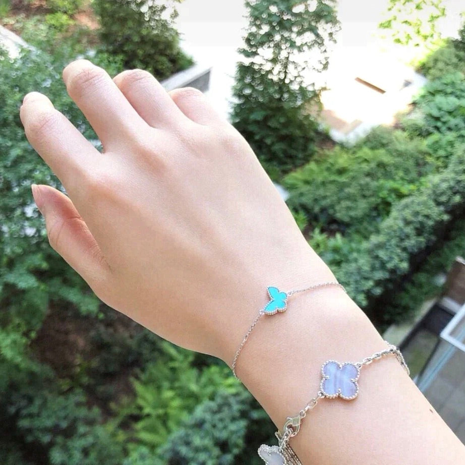 [⭐Clover Jewelry]BUTTERFLY TURQUOISE BUTTERFLY BRACELET SILVER