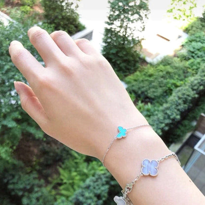 [⭐Clover Jewelry]BUTTERFLY TURQUOISE BUTTERFLY BRACELET SILVER