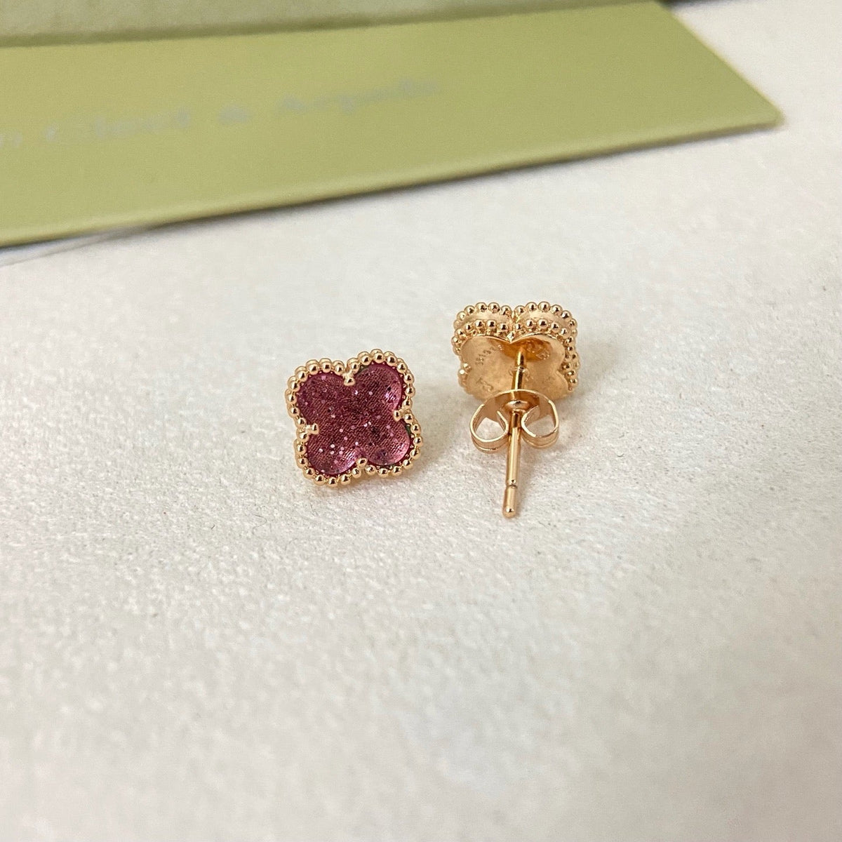 [⭐Clover Jewelry]2026 NEW MINI CLOVER 1 MOTIF  BUBBLE PINK ENAMEL