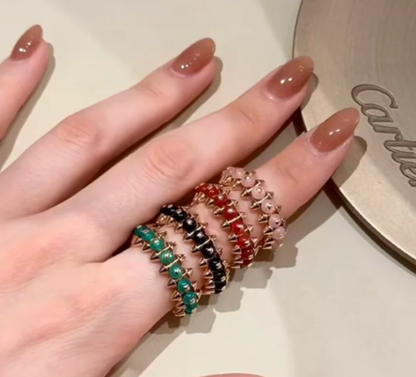 [⭐Clover Jewelry]CLASH ELEGANT ROSE GOLD RING FEATURING NATURAL AGATE