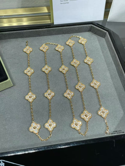 [⭐Clover Jewelry]CLOVER 20 MOTIFS FULL-DIAMOND NECKLACE