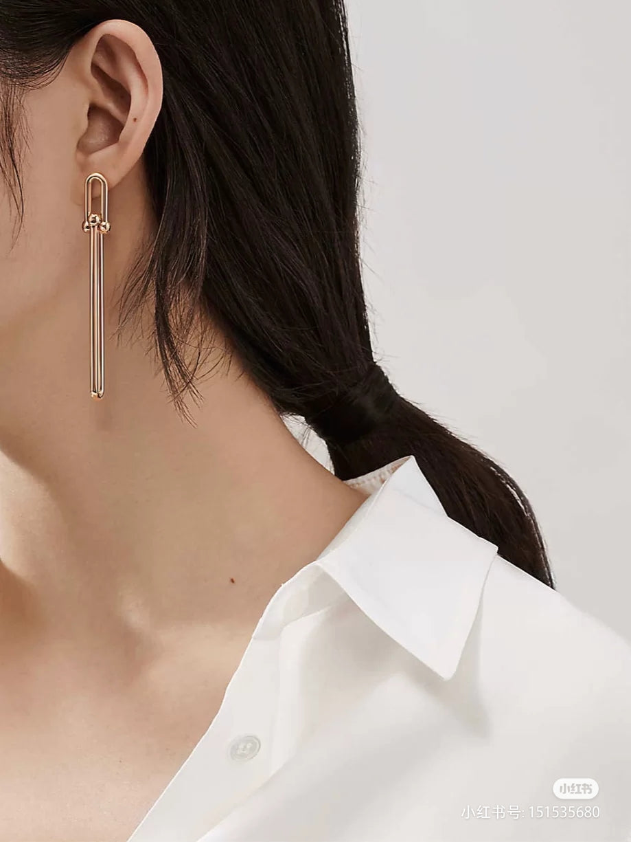 [Clover Jewelry]HARDWEAR DOUBLE LONG LINK EARRINGS