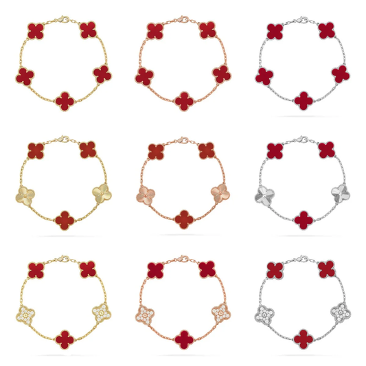 [⭐Clover Jewelry] CLOVER 5 MOTIF RED CORNELIAN BRACELET COLLECTION
