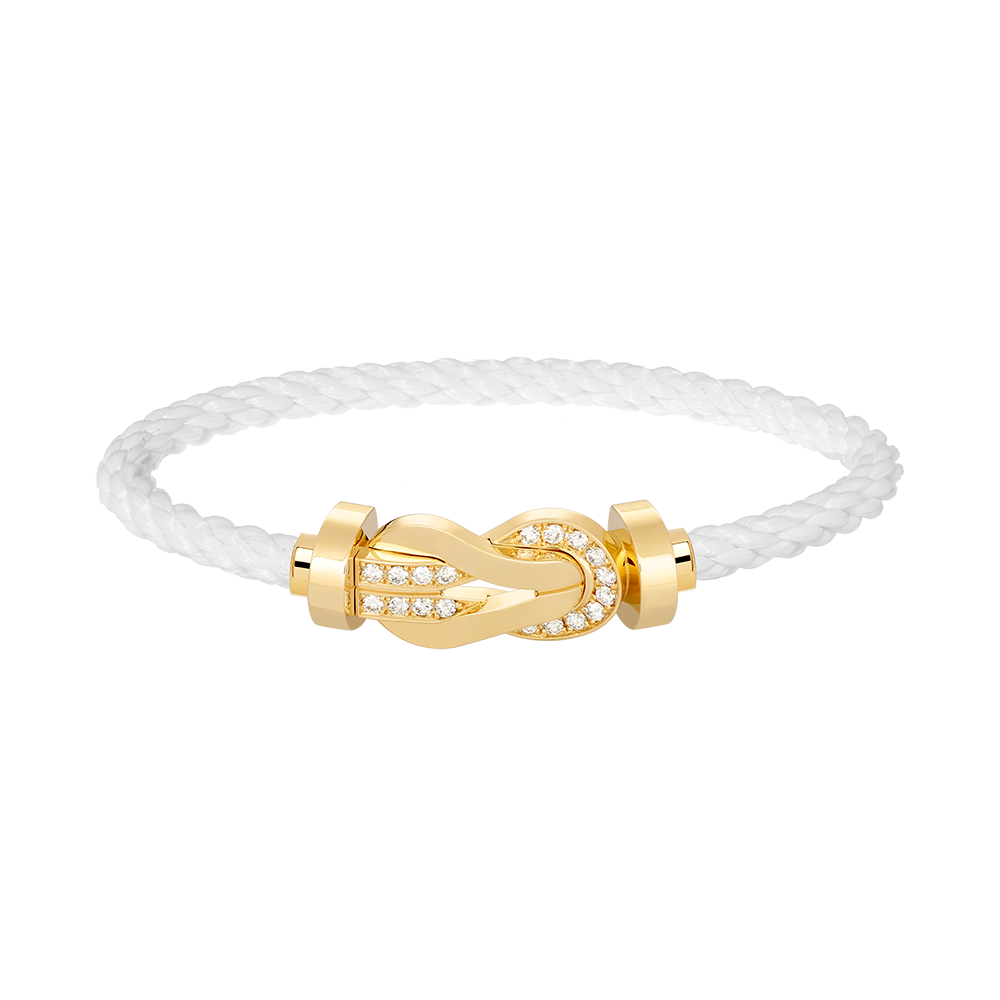 [⭐Clover Jewelry]CHANCE LARGE 8 FIGURE BUCKLE HALF DIAMOND BRACELET GOLD
