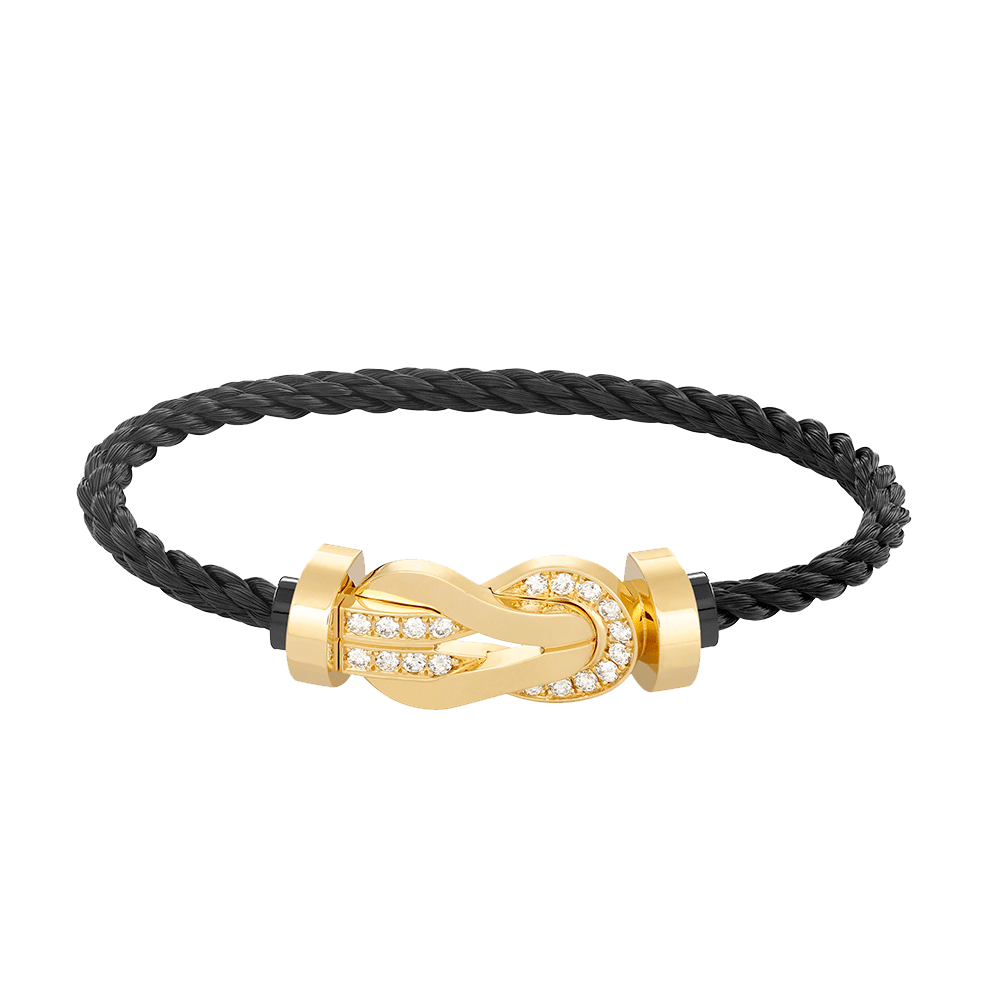 [⭐Clover Jewelry]CHANCE LARGE 8 FIGURE BUCKLE HALF DIAMOND BRACELET GOLD