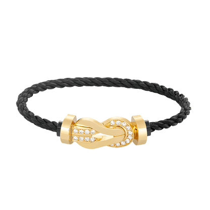 [⭐Clover Jewelry]CHANCE LARGE 8 FIGURE BUCKLE HALF DIAMOND BRACELET GOLD