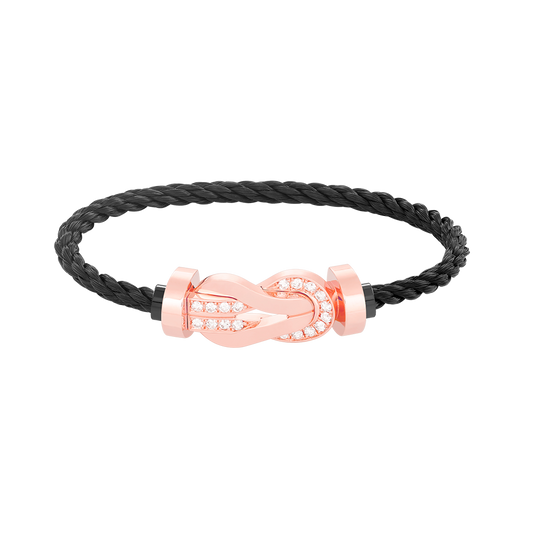 [⭐Clover Jewelry]CHANCE LARGE 8 FIGURE BUCKLE HALF DIAMOND BRACELET ROSE GOLD