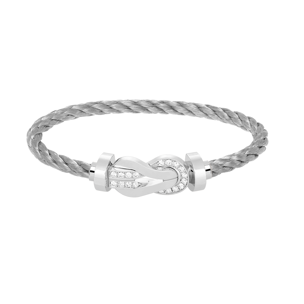 [⭐Clover Jewelry]CHANCE LARGE 8 FIGURE BUCKLE HALF DIAMOND BRACELET SILVER