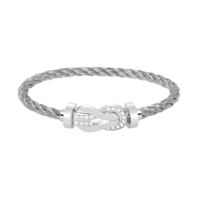[⭐Clover Jewelry]CHANCE LARGE 8 FIGURE BUCKLE HALF DIAMOND BRACELET SILVER