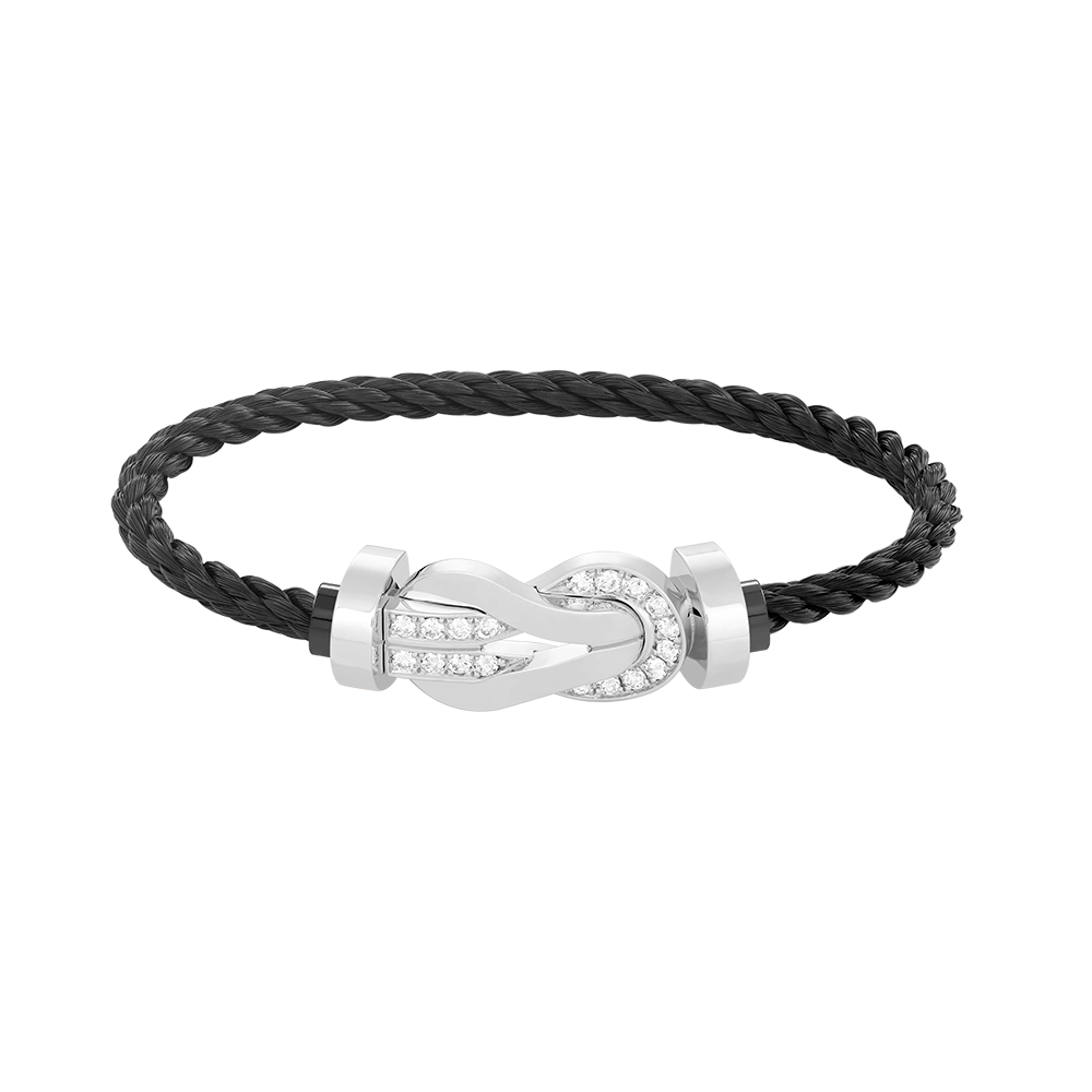 [⭐Clover Jewelry]CHANCE LARGE 8 FIGURE BUCKLE HALF DIAMOND BRACELET SILVER