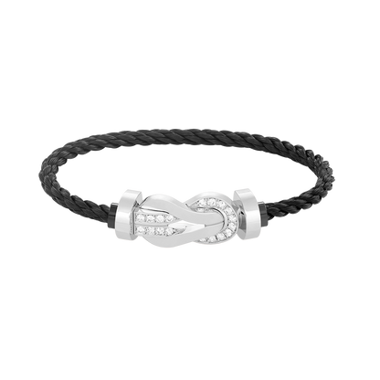 [⭐Clover Jewelry]CHANCE LARGE 8 FIGURE BUCKLE HALF DIAMOND BRACELET SILVER