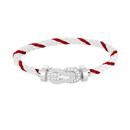 [⭐Clover Jewelry]CHANCE LARGE 8 FIGURE BUCKLE HALF DIAMOND BRACELET SILVER