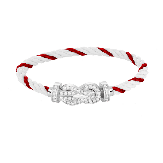 [⭐Clover Jewelry]CHANCE LARGE 8 FIGURE BUCKLE FULL DIAMOND BRACELET SILVER