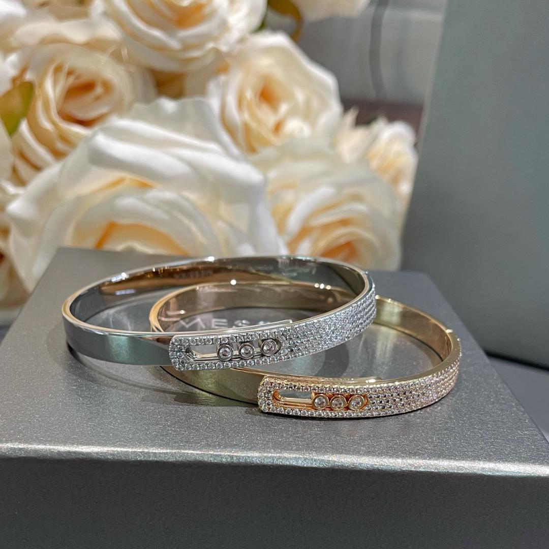 [⭐Clover Jewelry]Move Noa Rose Gold Pavé Diamond Bangle Bracelet