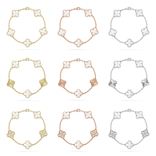 [⭐Clover Jewelry]CLOVER WHITE PEARL MOP 5 MOTIF BRACELET COLLECTION