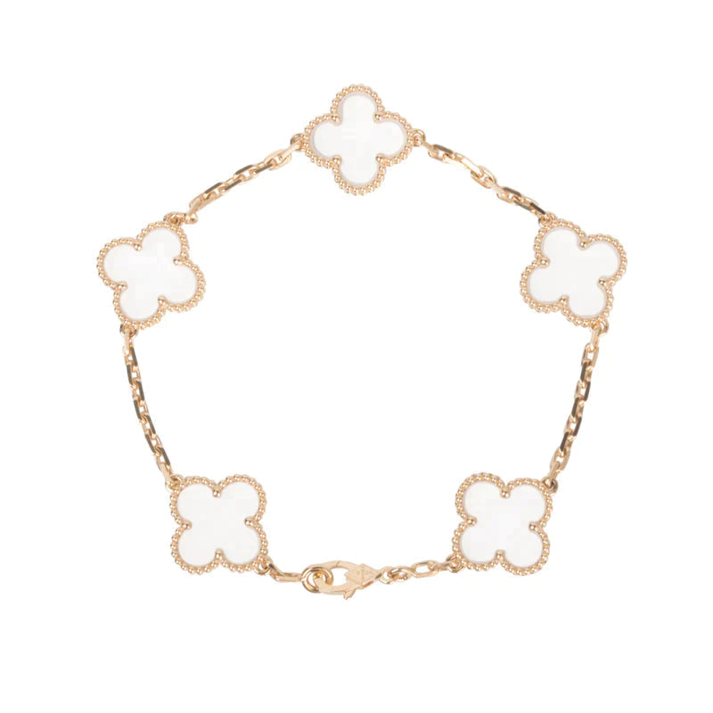 [⭐Clover Jewelry]CLOVER 5 MOTIF ROCK CRYSTAL BRACELET