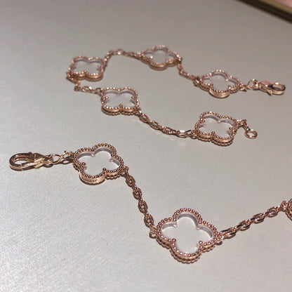 [⭐Clover Jewelry]CLOVER 5 MOTIF ROCK CRYSTAL BRACELET