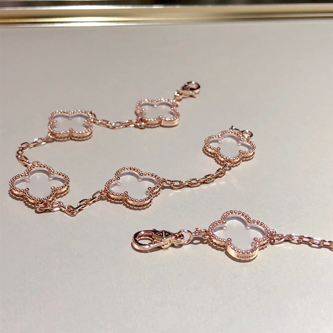 [⭐Clover Jewelry]CLOVER 5 MOTIF ROCK CRYSTAL BRACELET