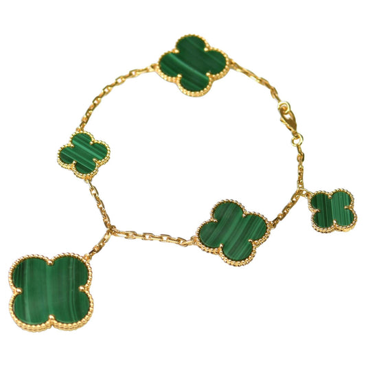 [⭐Clover Jewelry]MAGIC CLOVER MALACHITE GOLD BRACELET 5 MOTIFS