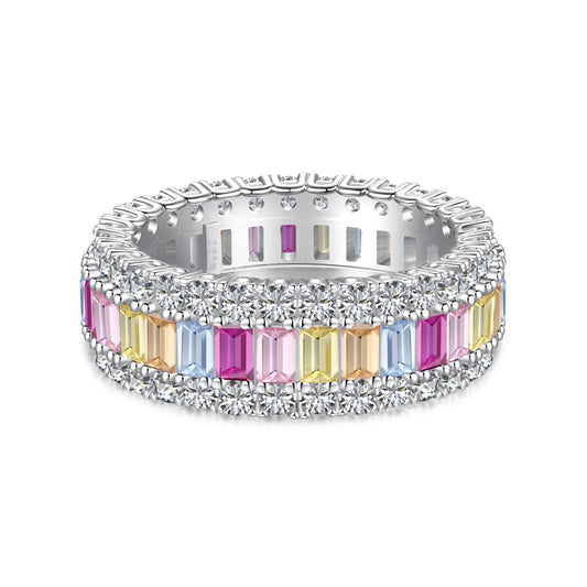 [Clover Jewelry]Dainty Colorful Radiant Cut Daily Ring