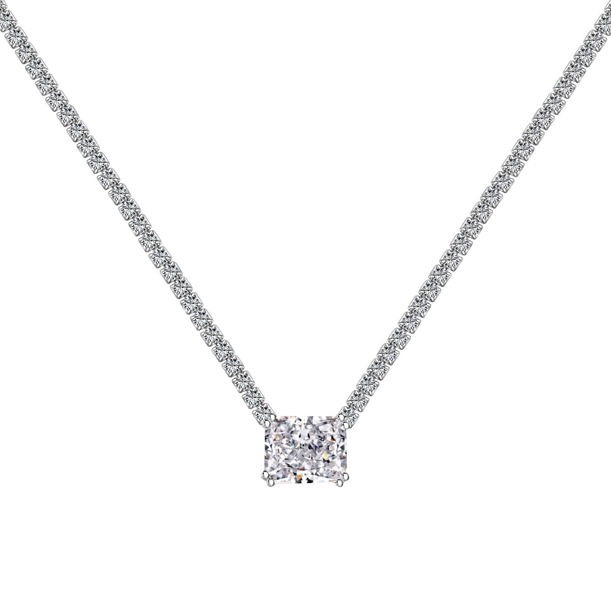 [Clover Jewelry]4.0 Carat Elegant Radiant Cut Necklace