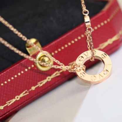 [⭐Clover Jewelry]LOVE NECKLACE ADJUSTABLE ROSE GOLD 2 DIAMOND