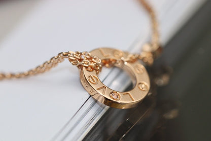 [⭐Clover Jewelry]LOVE NECKLACE ADJUSTABLE ROSE GOLD 2 DIAMOND