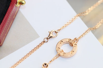 [⭐Clover Jewelry]LOVE NECKLACE ADJUSTABLE ROSE GOLD 2 DIAMOND