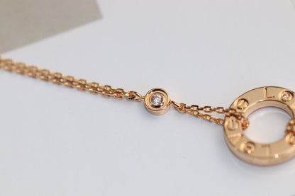 [⭐Clover Jewelry]LOVE NECKLACE ADJUSTABLE ROSE GOLD 2 DIAMOND