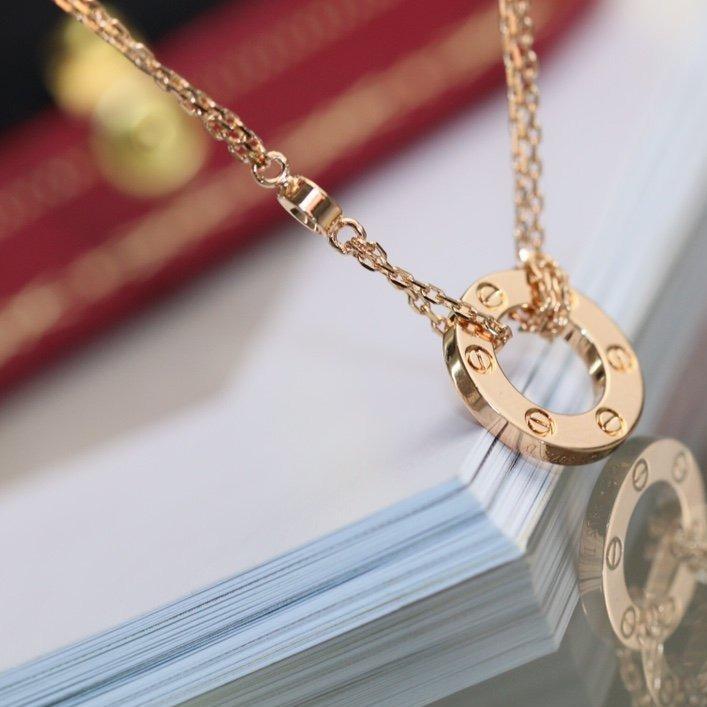 [⭐Clover Jewelry]LOVE NECKLACE ADJUSTABLE ROSE GOLD 2 DIAMOND