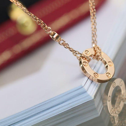 [⭐Clover Jewelry]LOVE NECKLACE ADJUSTABLE ROSE GOLD 2 DIAMOND