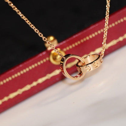 [⭐Clover Jewelry]LOVE NECKLACE PINK GOLD AND SILVER