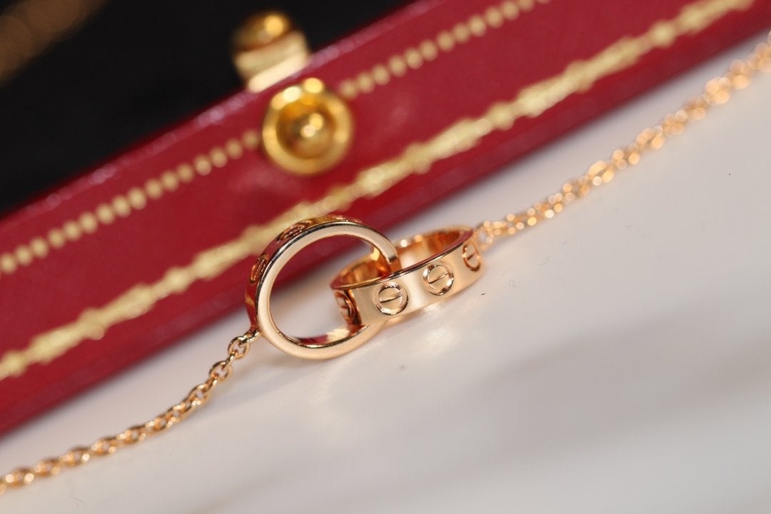 [⭐Clover Jewelry]LOVE NECKLACE PINK GOLD AND SILVER