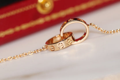 [⭐Clover Jewelry]LOVE NECKLACE PINK GOLD AND SILVER