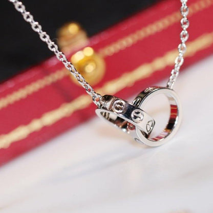 [⭐Clover Jewelry]LOVE NECKLACE PINK GOLD AND SILVER
