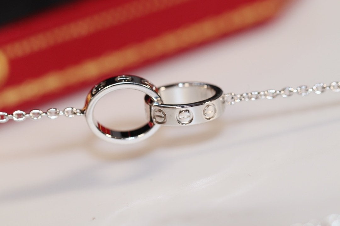 [⭐Clover Jewelry]LOVE NECKLACE PINK GOLD AND SILVER