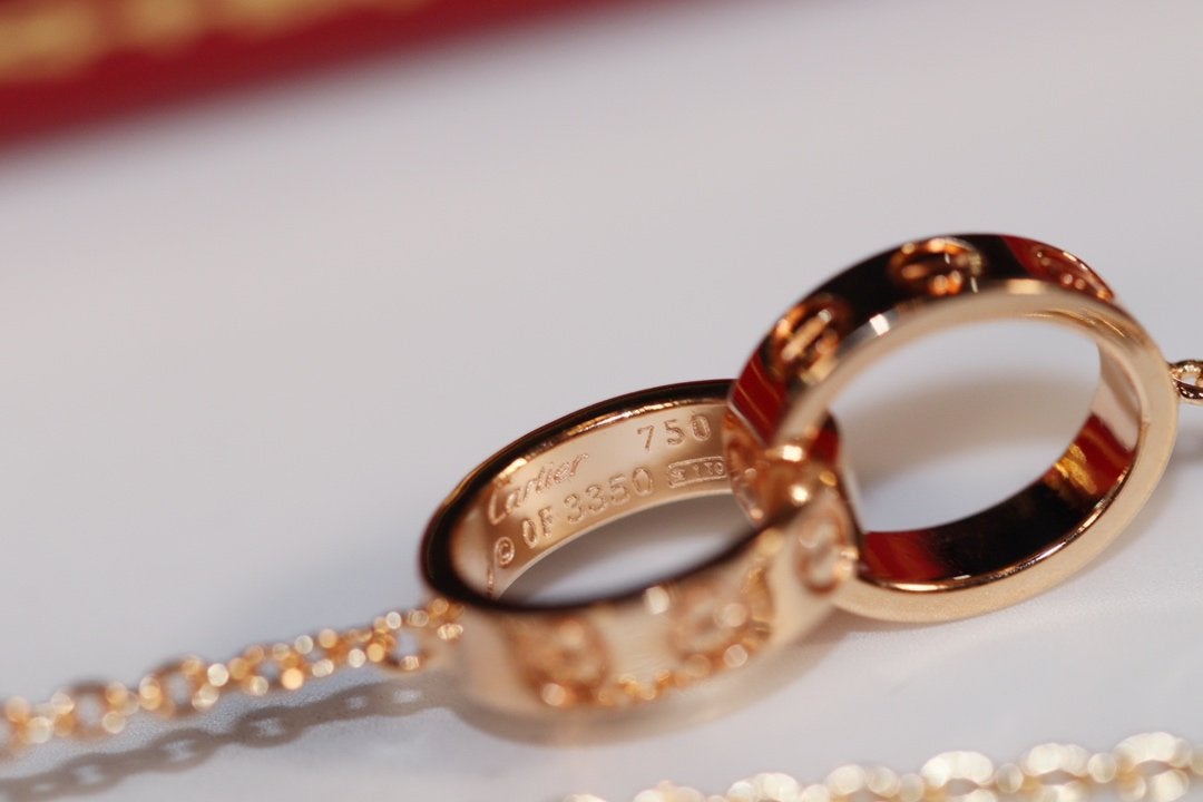 [⭐Clover Jewelry]LOVE NECKLACE PINK GOLD AND SILVER