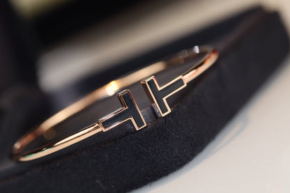 [Clover Jewelry]T BRACELET 1.8MM ONYX PINK GOLD