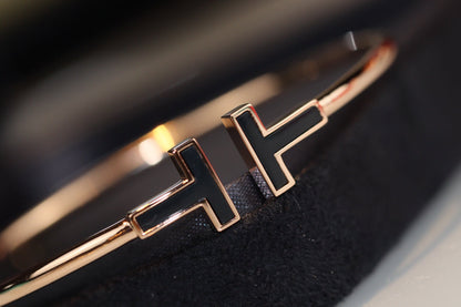 [Clover Jewelry]T BRACELET 1.8MM ONYX PINK GOLD