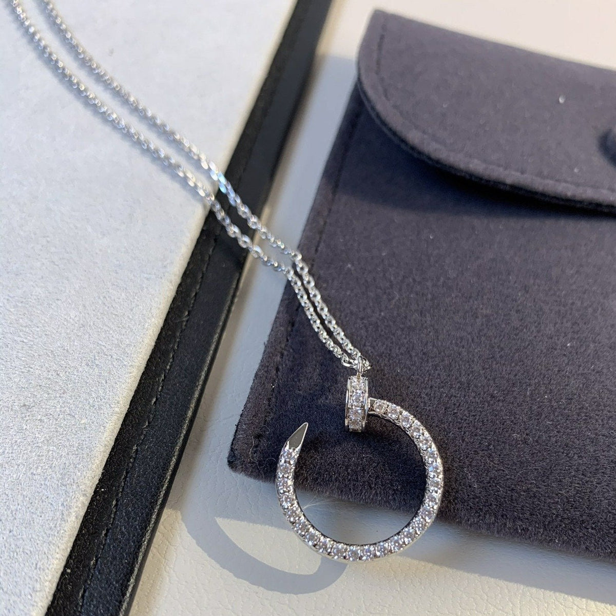 [⭐Clover Jewelry]JUSTE NECKLACE SILVER DIAMONDS