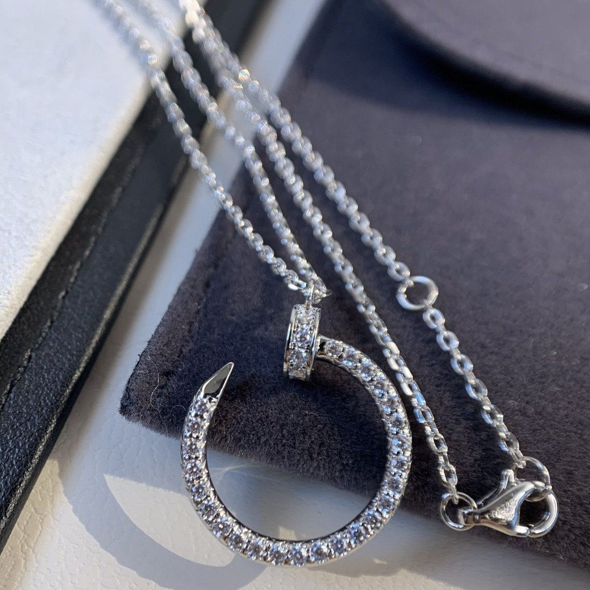 [⭐Clover Jewelry]JUSTE NECKLACE SILVER DIAMONDS