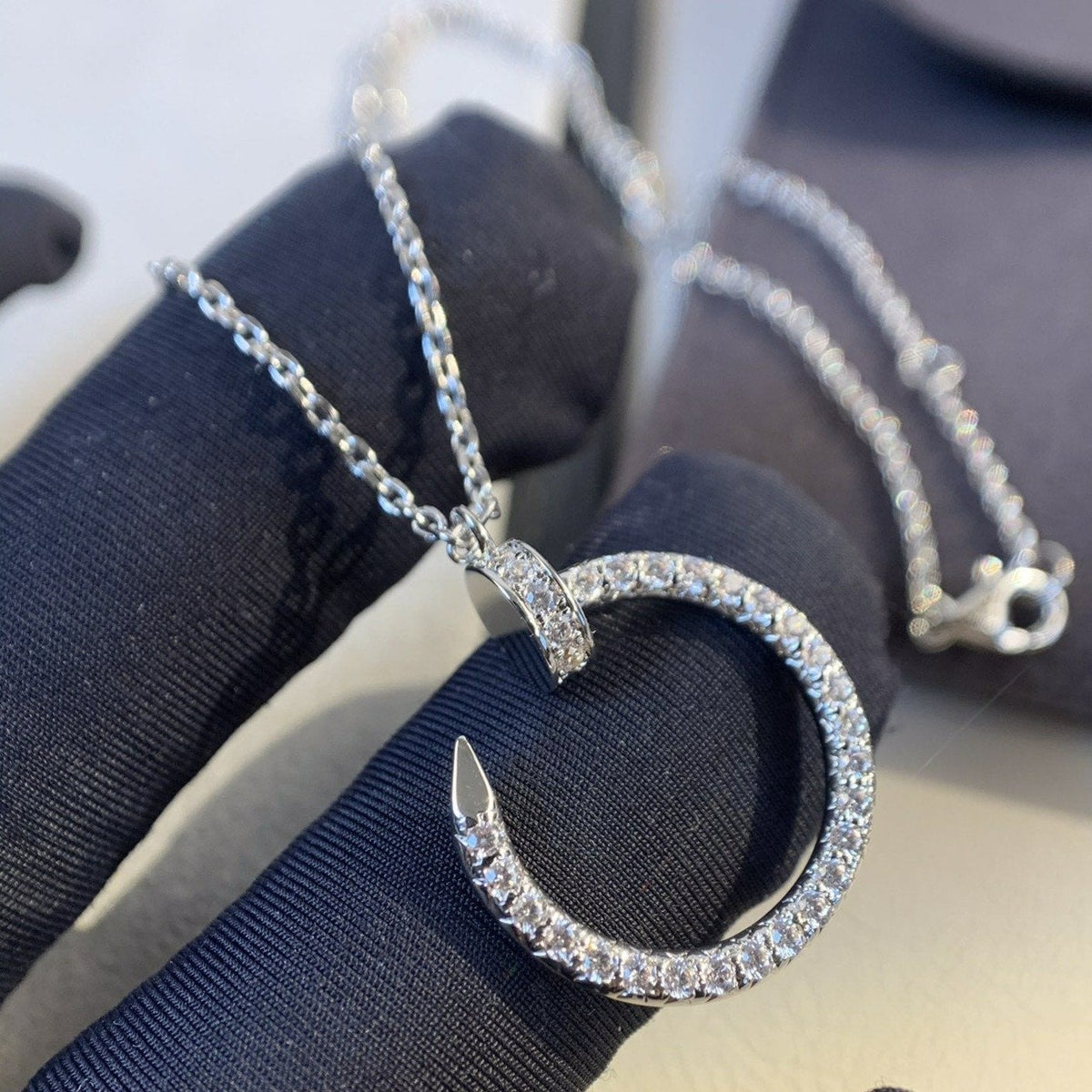 [⭐Clover Jewelry]JUSTE NECKLACE SILVER DIAMONDS