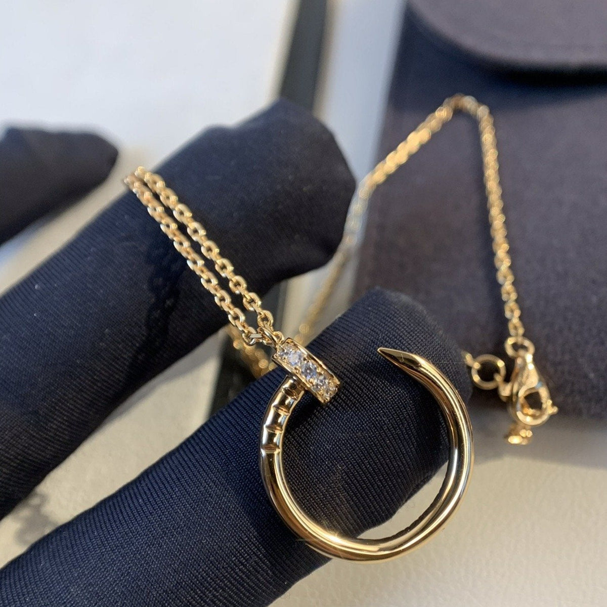 [⭐Clover Jewelry]JUSTE NECKLACE PINK GOLD DIAMONDS