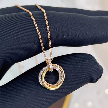 [⭐Clover Jewelry]TRINITY NECKLACE SILVER GOLD PINK GOLD DIAMONDS