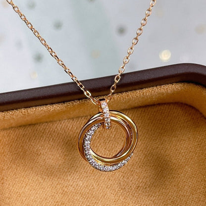 [⭐Clover Jewelry]TRINITY NECKLACE SILVER GOLD PINK GOLD DIAMONDS