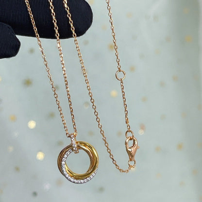 [⭐Clover Jewelry]TRINITY NECKLACE SILVER GOLD PINK GOLD DIAMONDS