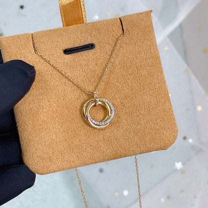 [⭐Clover Jewelry]TRINITY NECKLACE SILVER GOLD PINK GOLD DIAMONDS